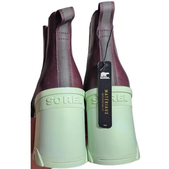 Sorel Brex Heel Chelsea Bootie Chunky Lug Sole Boots in New Cinder Sea Sprite - Picture 4 of 6